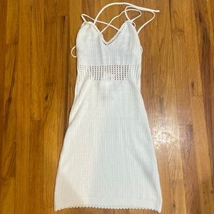Knitted beach cover up dress with open back
